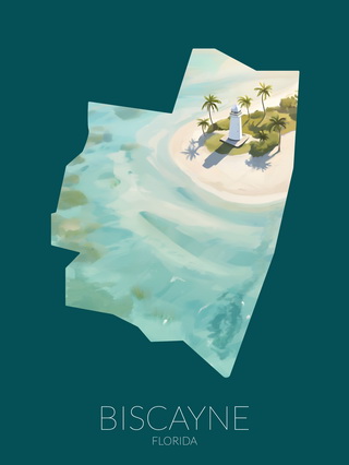 Biscayne National Park silhouette artwork illustration