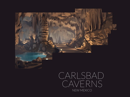 Carlsbad Caverns National Park silhouette artwork illustration