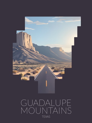 Guadalupe Mountains National Park silhouette artwork illustration