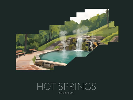Hot Springs National Park silhouette artwork illustration