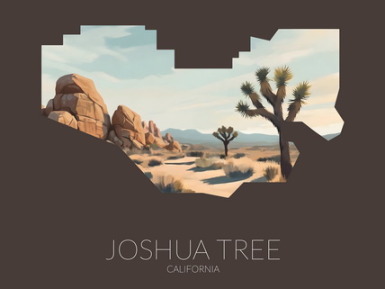 Joshua Tree National Park silhouette artwork illustration