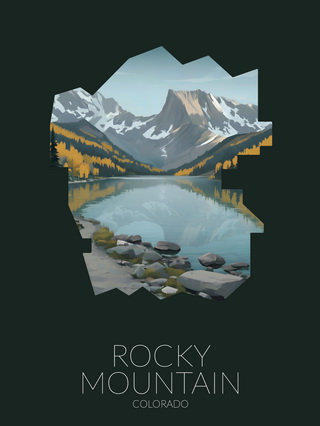 Rocky Mountain National Park silhouette artwork illustration