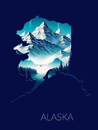 Alaska state silhouette artwork illustration