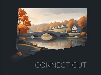 Connecticut state silhouette artwork illustration