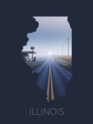 Illinois state silhouette artwork illustration