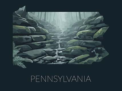 Pennsylvania state silhouette artwork illustration