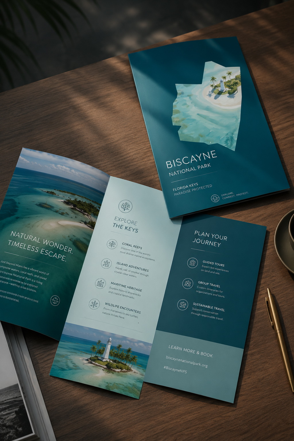Biscayne National Park artwork featured in visitor brochures and printed tourism materials