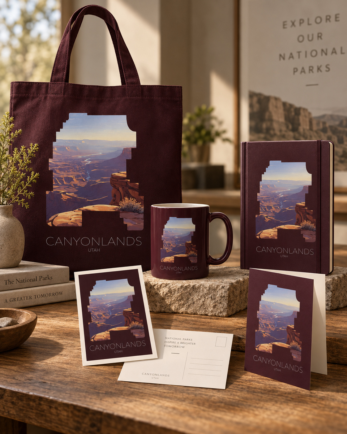 Canyonlands National Park artwork applied to merchandise for a gift shop collection