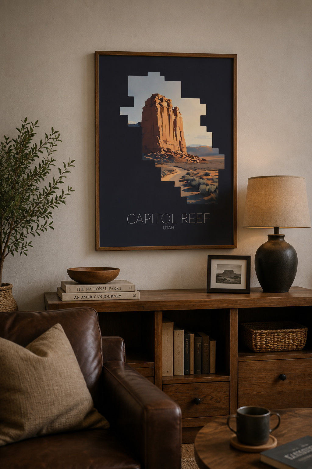 Capitol Reef National Park artwork displayed in a commercial interior