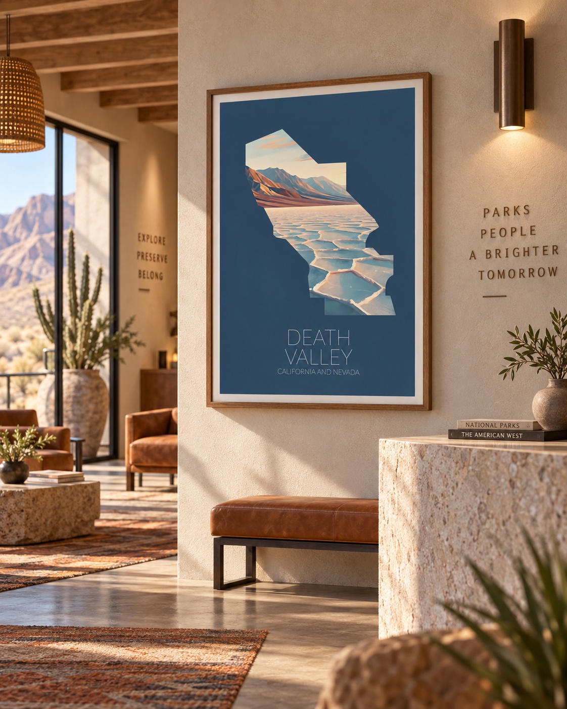Death Valley National Park artwork displayed in a commercial interior