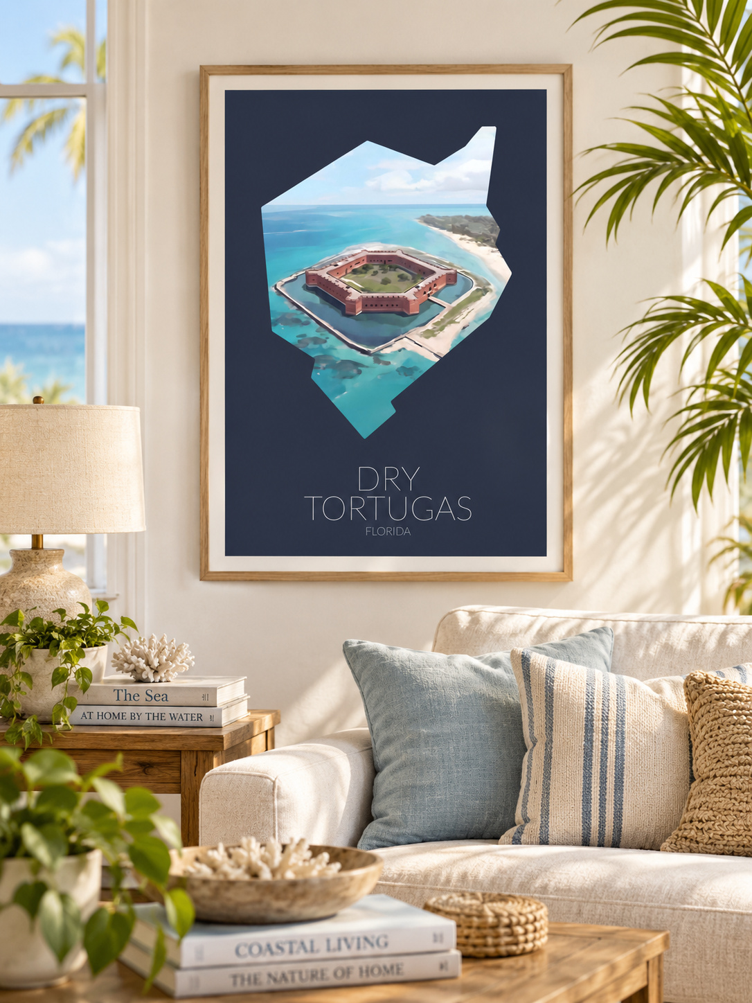 Dry Tortugas National Park artwork displayed as framed wall art in a home interior