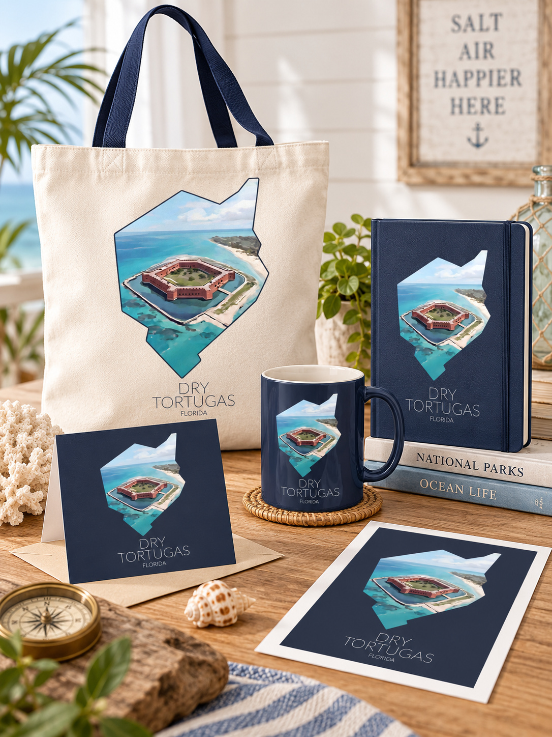 Dry Tortugas National Park artwork applied to merchandise for a gift shop collection