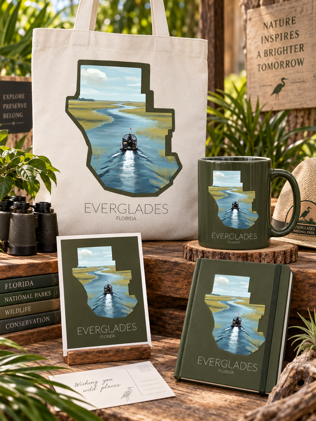 Everglades National Park artwork applied to merchandise for a gift shop collection