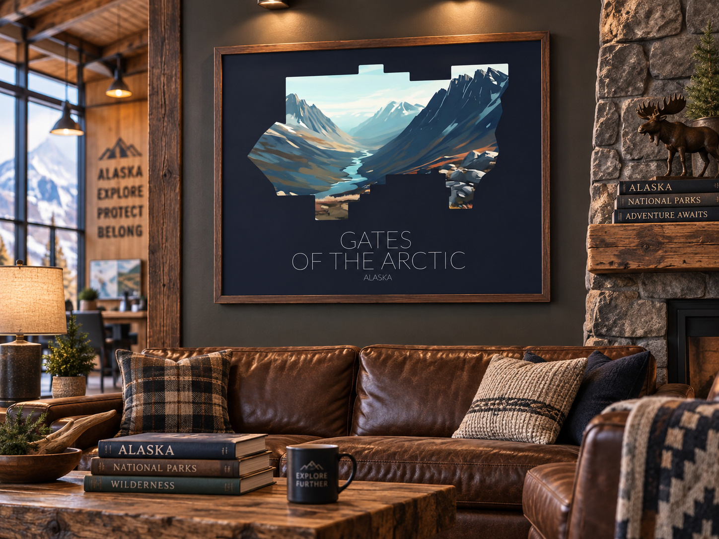 Gates of the Arctic National Park artwork displayed in a commercial interior
