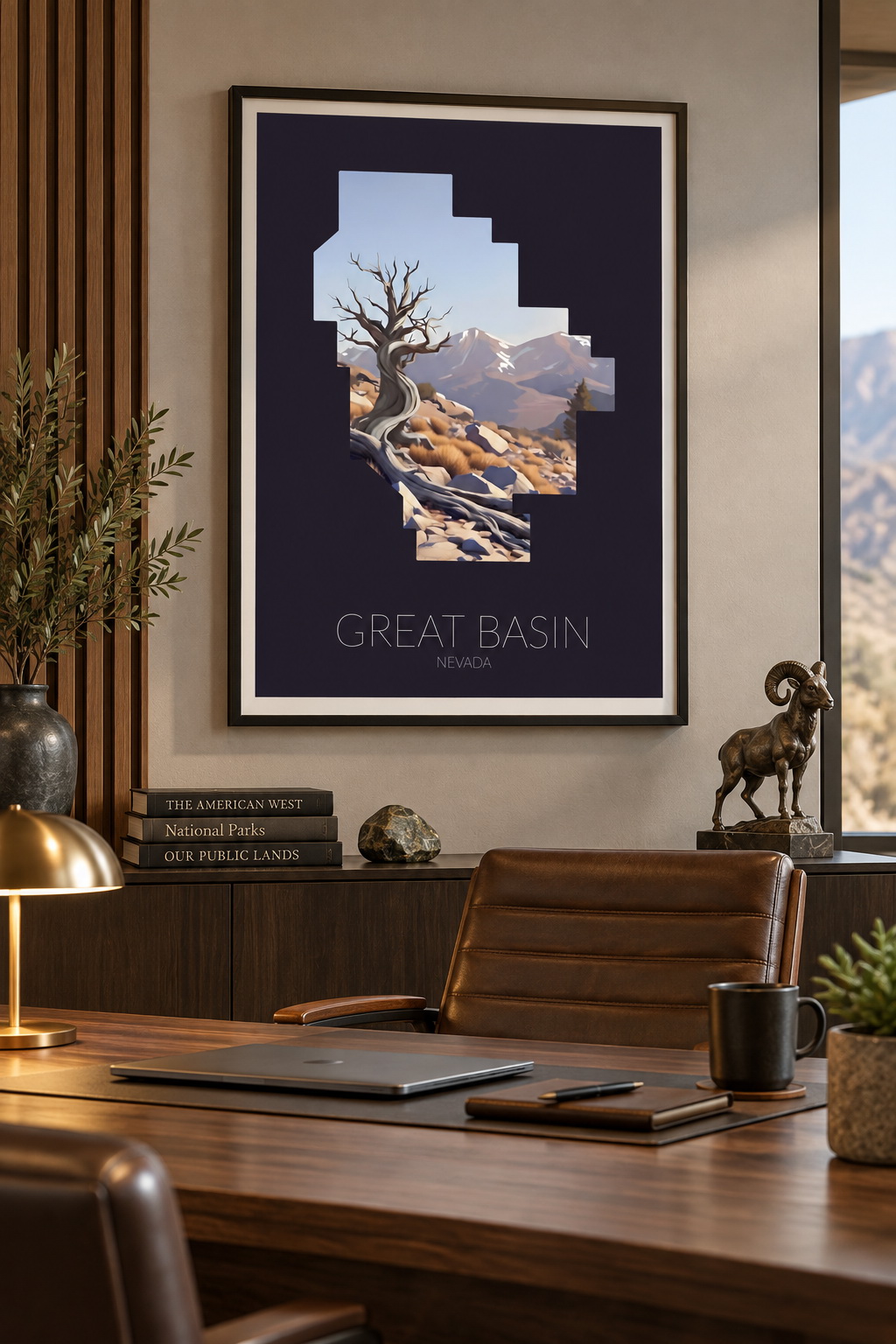Great Basin National Park artwork displayed in a commercial interior
