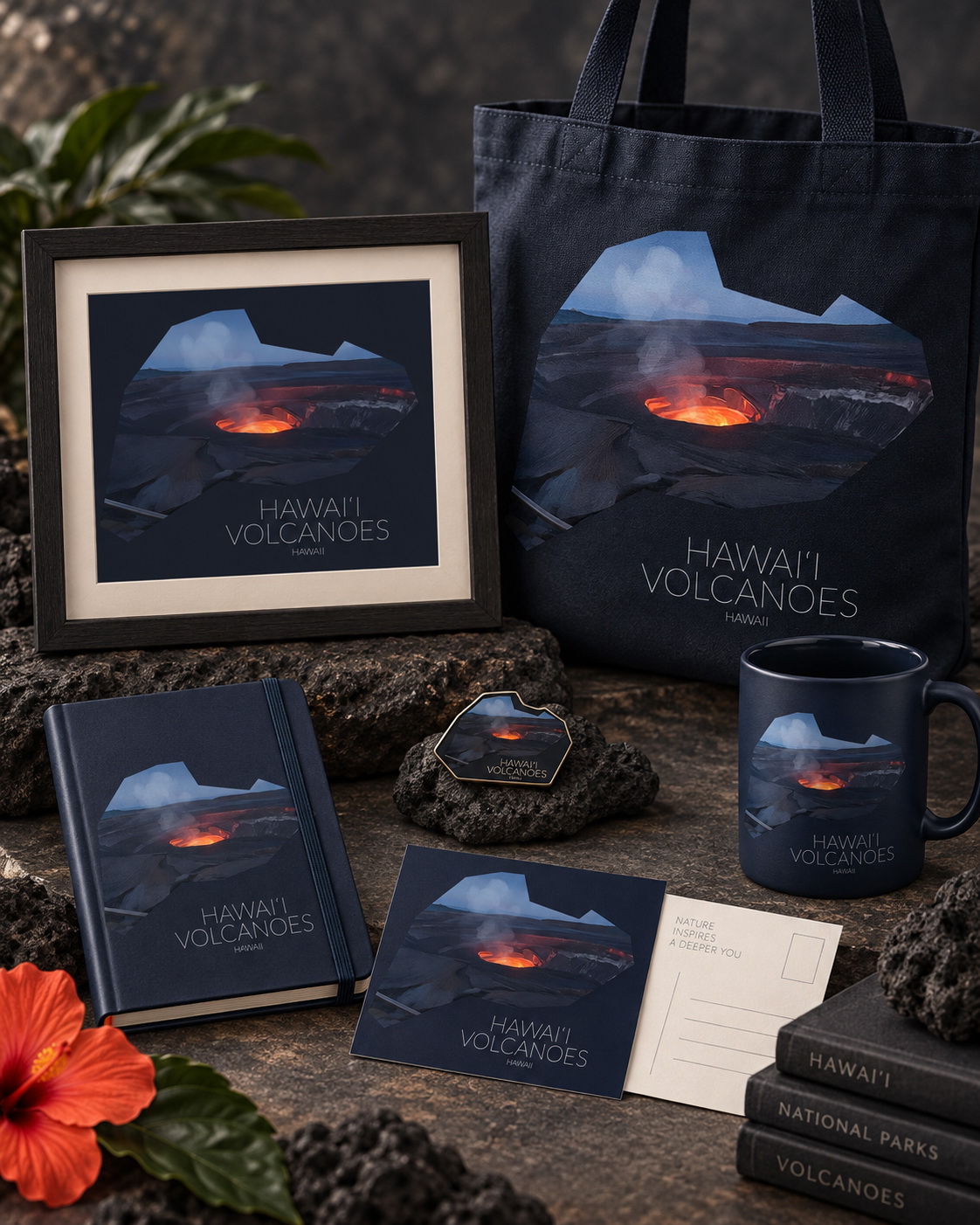 Hawai‘i Volcanoes National Park artwork applied to merchandise for a gift shop collection